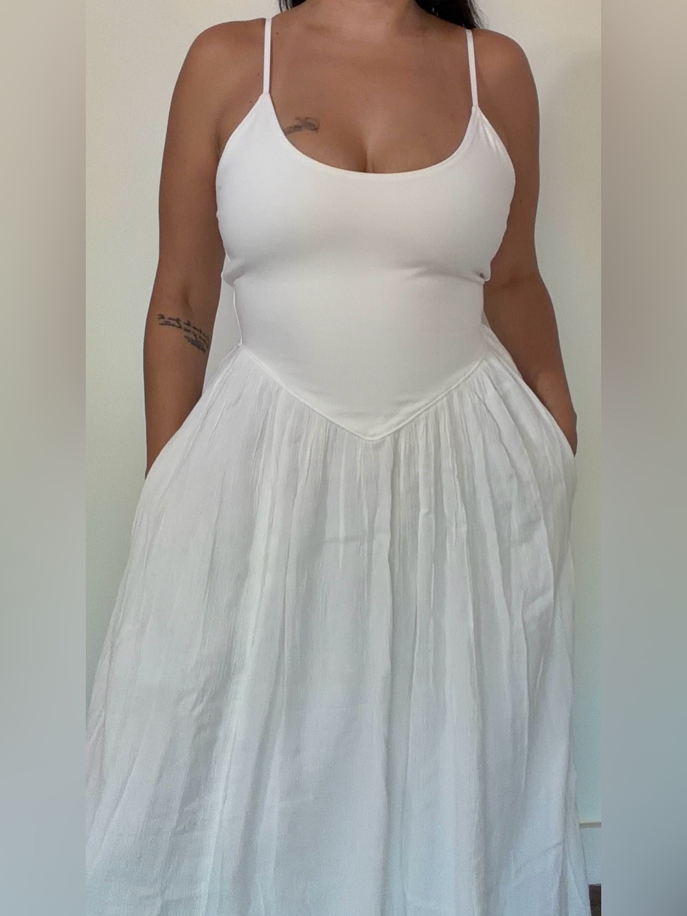 aerie White at the barre Midi Dress